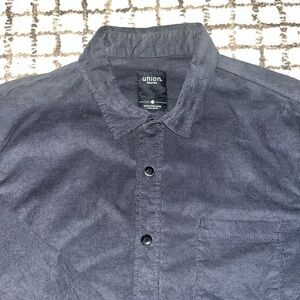 Gray Casual Corduroy Button Down Shirt Lightweight Cotton Blend